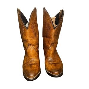 Dingo Leather Cowboy Boots Women's 8M Tan Western Riding Rodeo